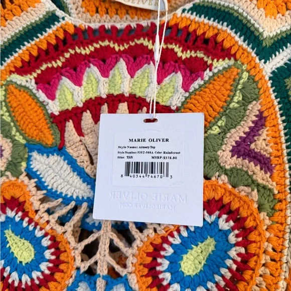 Marie Oliver Multicolor Crochet Tank in Orange, Pink, Blue, Green, Cream - Picture 2 of 2